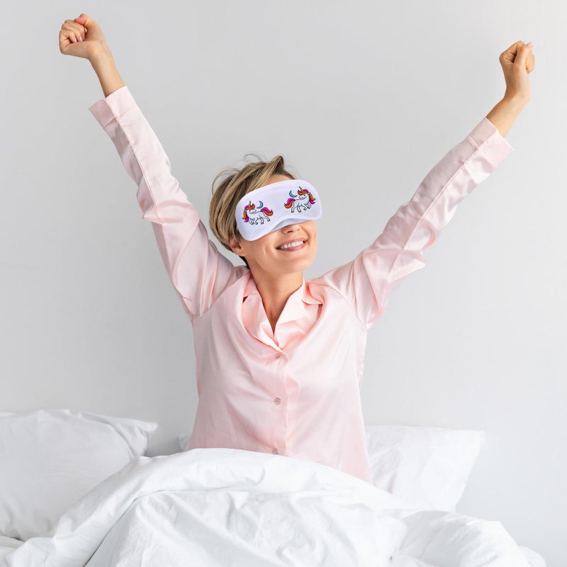 Syhood 28 Pieces Sublimation White Eye Mask Blanks Sleepover Party Supplies Slumber Pajama Party Decorations with Fabric Marker Pens DIY White Sleep Mask - Image 4